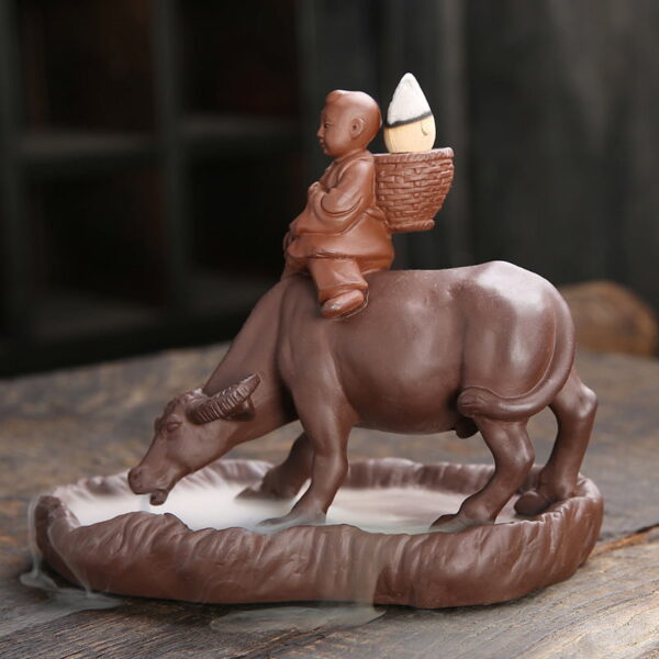 Boy Bull Ceramic Backflow Incense Holder and Burner Waterfall