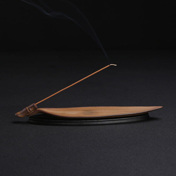 Retro Bamboo Leaf Ceramic Incense Stick Smoke Holder