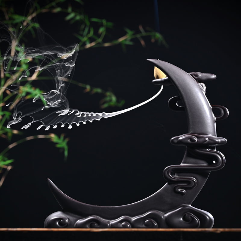 Crescent Moon Clouds Ceramic Backflow Incense Burner