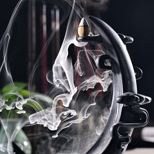 Crescent Moon Clouds Ceramic Backflow Incense Burner