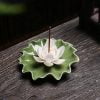Lotus Leaf With Flower Ceramic Incense Stick Holder