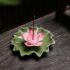 Lotus Leaf With Flower Ceramic Incense Stick Holder