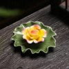 Lotus Leaf With Flower Ceramic Incense Stick Holder