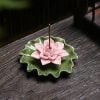 Lotus Leaf With Flower Ceramic Incense Stick Holder