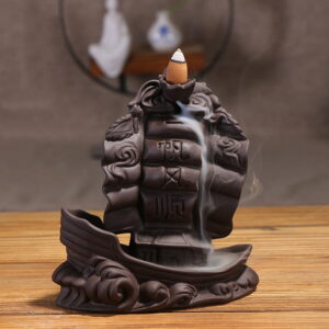 Sailing Boat Waves Ceramic Incense Backflow Cone Holder Sailing Boat Waves Ceramic Incense Backflow Cone Holder