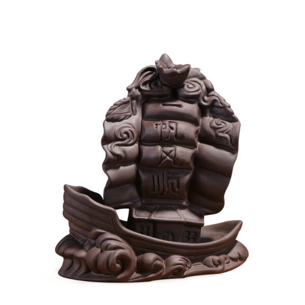 Sailing Boat Waves Ceramic Incense Backflow Cone Holder