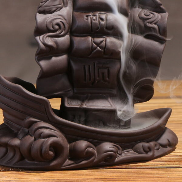 Sailing Boat Waves Ceramic Incense Backflow Cone Holder