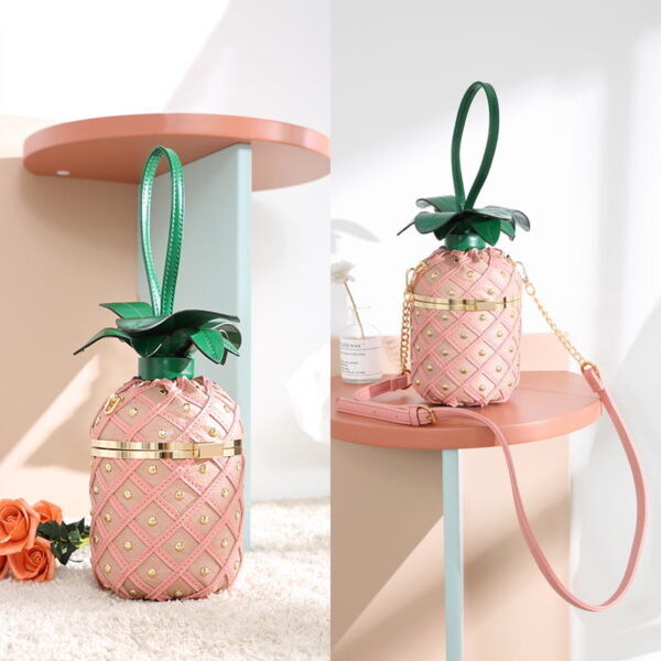 Cute Pineapple Shape Shoulder Crossbody Bag, PU Leather Handbag, Round Barrel Bag for Women