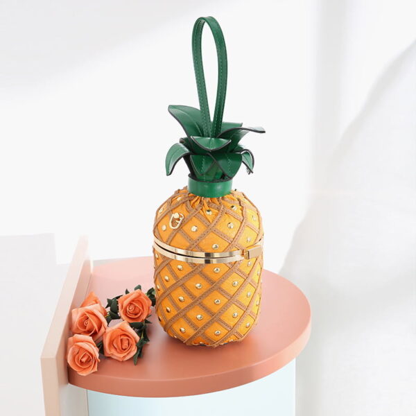 Cute Pineapple Shape Shoulder Crossbody Bag, PU Leather Handbag, Round Barrel Bag for Women