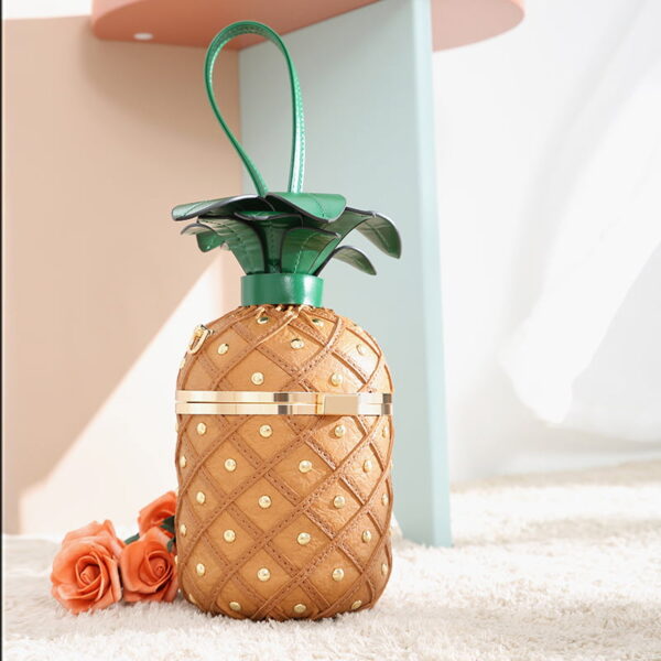 Cute Pineapple Shape Shoulder Crossbody Bag, PU Leather Handbag, Round Barrel Bag for Women