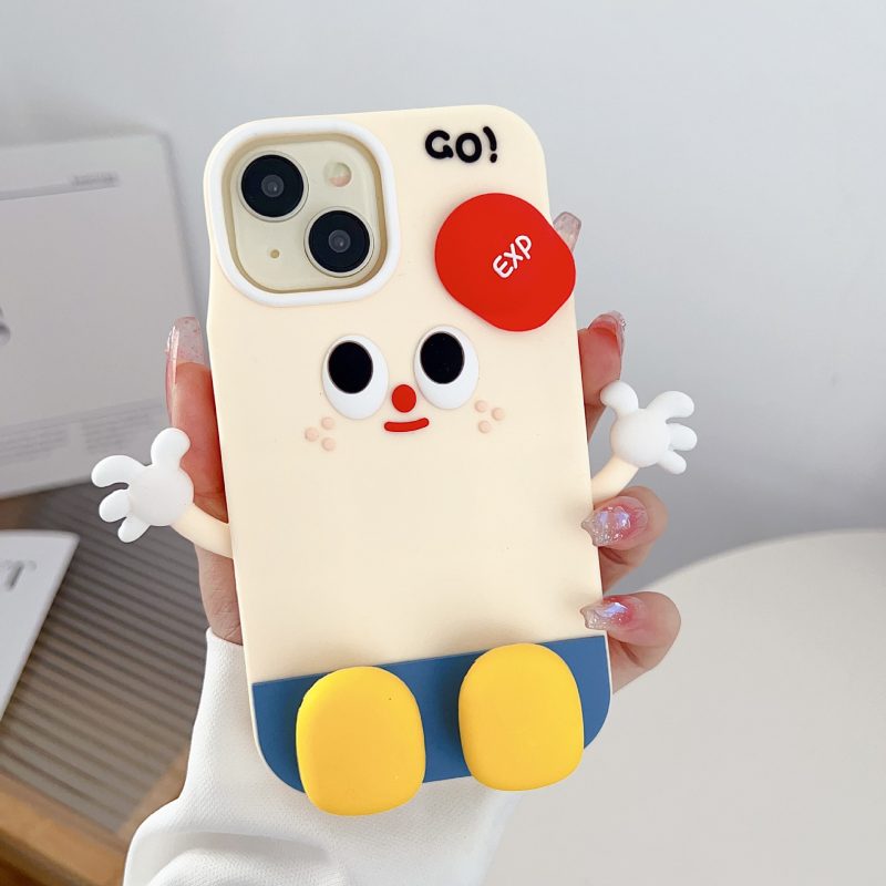 Cute Cartoon Silicone Phone Case With Stand for Apple iPhone Models