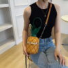 Cute Pineapple Shape Shoulder Crossbody Bag, PU Leather Handbag, Round Barrel Bag for Women