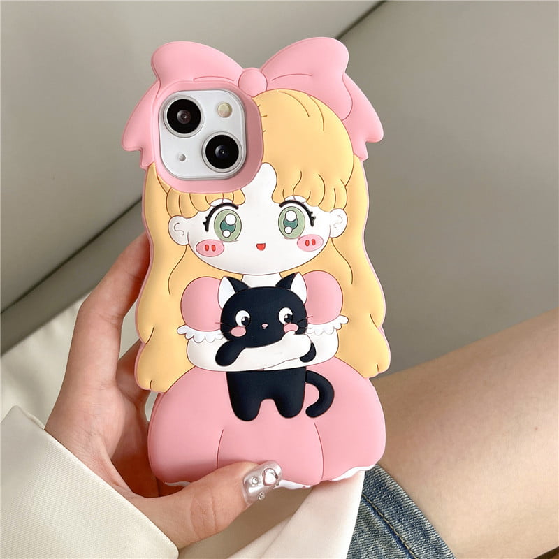 Cute Girl Silicone Cell Phone Case for Apple iPhone Models