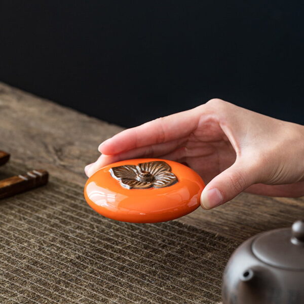 Flat Persimmon Ceramic Incense Stick Holder
