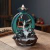 Full Moon Lotus Flower Blue Ceramic Backflow Incense Burner - Image 2