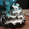 Elephant Lotus Leaf Blue Ceramic Waterfall Incense Burner Holder - Image 4