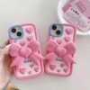 Pink Love Bowknot Silicone Phone Shell for Apple iPhone Models
