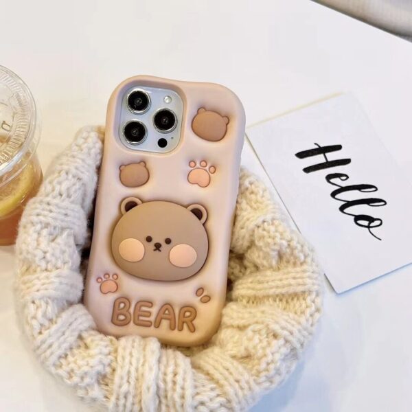 O1CN012ifKSX1l9uukGwQxs_!!2211664104777-0-cib Cute 3D Bear Stand TPU Phone Case for Apple iPhone Models
