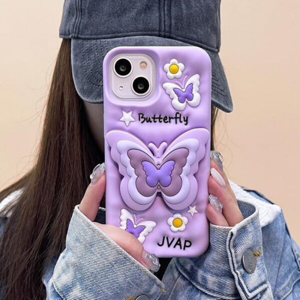 O1CN012oMGjv1bRBhCiwp3z_!!2645063461-0-cib 3D Butterfly Folding Stand Silicone Phone Case for Apple iPhone Models