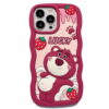 Cartoon Strawberry Bear Silicone Phone Case for Apple iPhone Model