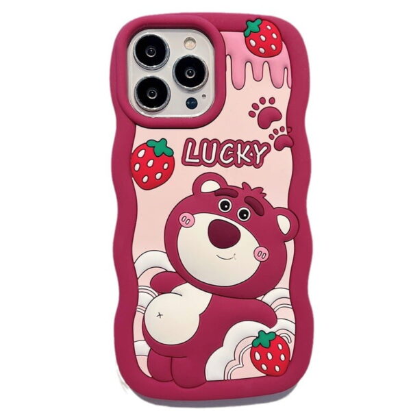 Cartoon Strawberry Bear Silicone Phone Case for Apple iPhone Model