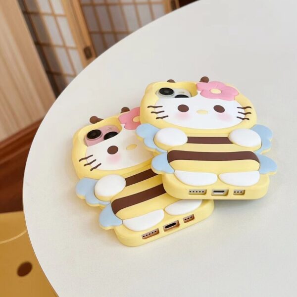 Cute Bee Kitty Cat Silicone Phone Shell for Apple iPhone Models