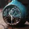 Round Vase Blue Ceramic Backflow Incense Holder - Image 4