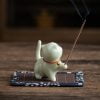Cute Cat Ceramic Incense Stick Holder Burner