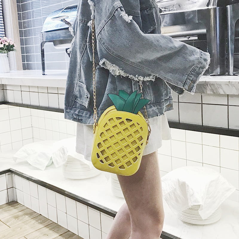 Hollow Pineapple PU Leather Bag Crossbody Bag Shoulder Bag - Image 4