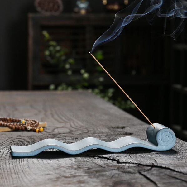 Wave Scroll Ceramic Incense Stick Holder