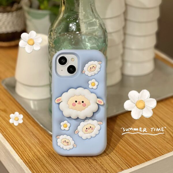 O1CN016JnADd1jt8jTrnnYK_!!2214609204605-0-cib 3D Sheep Stand Silicone Phone Case for Apple iPhone Model