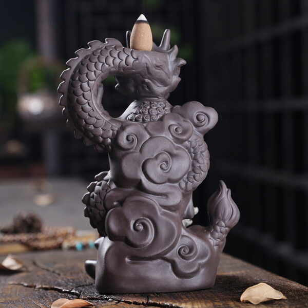 Chinese Dragon Buddha Ceramic Backflow Incense Holder