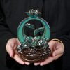Full Moon Lotus Flower Blue Ceramic Backflow Incense Burner - Image 5