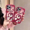 Cartoon Strawberry Bear Silicone Phone Case for Apple iPhone Model