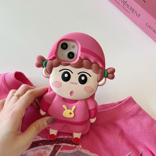 Cute Pink Girl Silicone Phone Shell for Apple iPhone Models