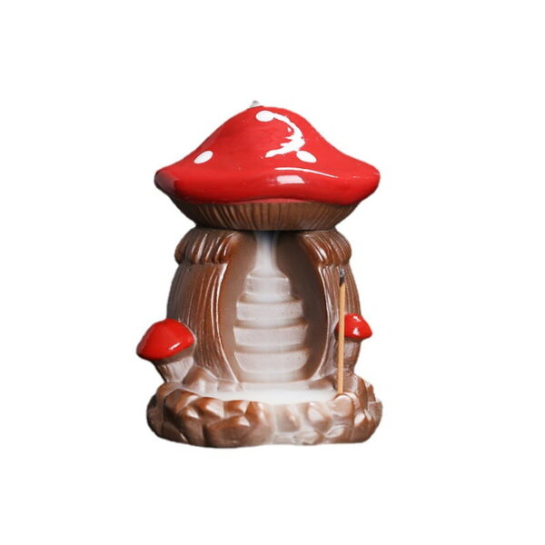Red Mushroom Ceramic Back Burning Incense Burner