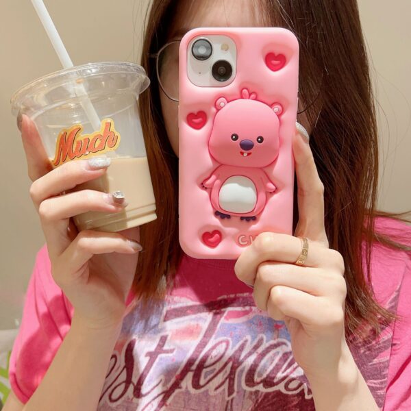 Pink Beaver Silicone Cell Phone Shell for Apple iPhone Models