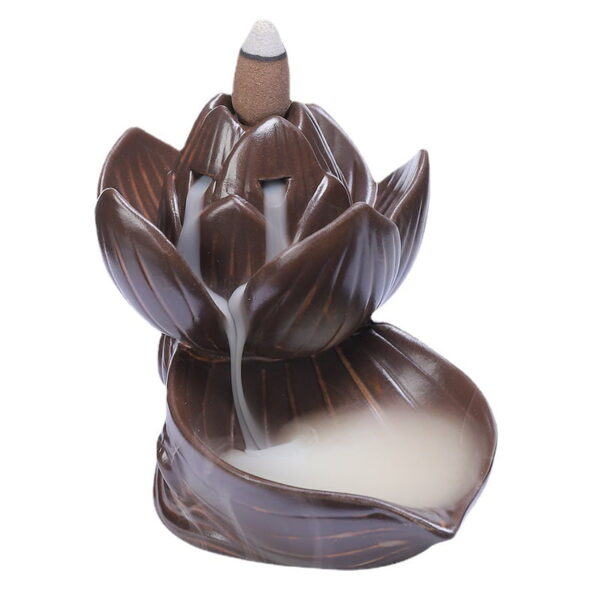 Retro Lotus Bud Ceramic Fountain Waterfall Incense Holder