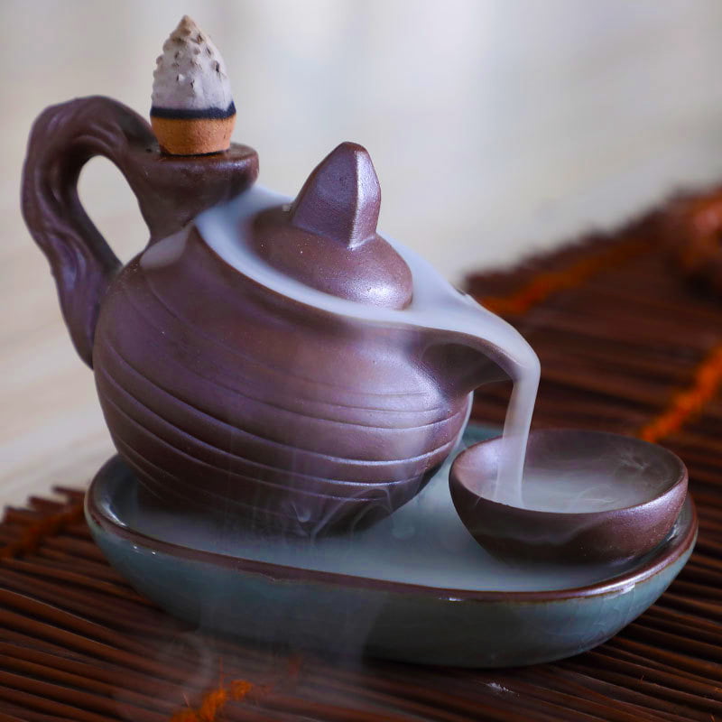 Teapot Teacup Tray Ceramic Backflow Incense Burner