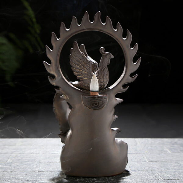 Phoenix Fire Ring Clouds Ceramic Waterfall Backflow Incense Burner