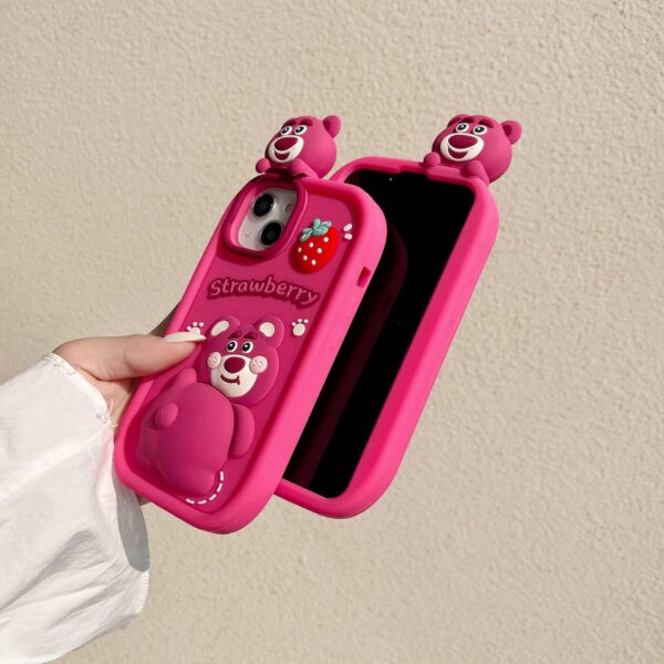 O1CN0183wOgO1jt8hVTkUdS_!!2214609204605-0-cib Buttocks Raised Strawberry Bear Silicone Phone Shell for Apple iPhone Model