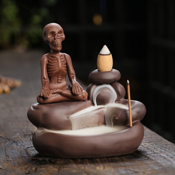 Halloween Yoga Skeleton Ceramic Backflow Incense Holder