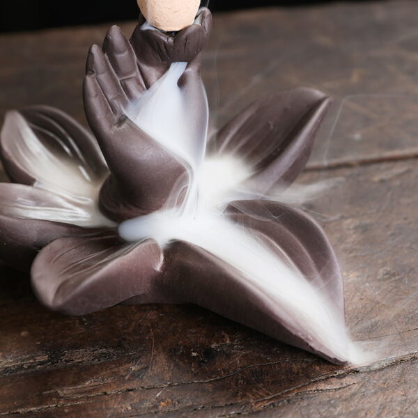 Buddha's Hand Lotus Ceramic Incense Fountain Smoke Waterfall