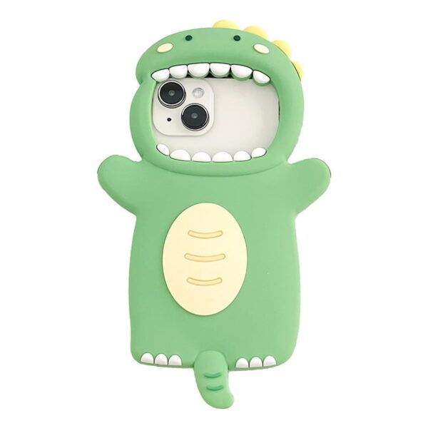 Cute 3D Green Dinosaur Silicone Phone Case for Apple iPhone