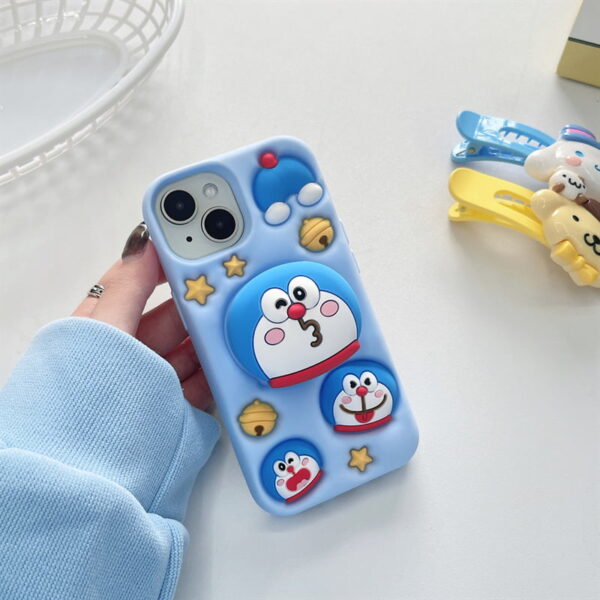 Blue 3D Doraemon Silicone Phone Cover for Apple iPhone Models