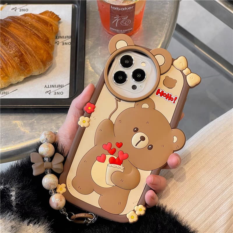 3D Love Bear Silicone Phone Cover for Apple iPhone Model