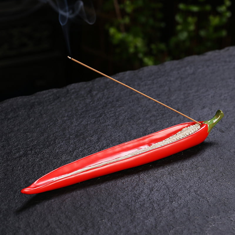 Pepper With Pepper Seeds Ceramic Incense Stick Holder