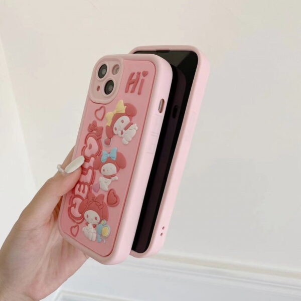 Pink Hello Melody Silicone Phone Cover for Apple iPhone Models