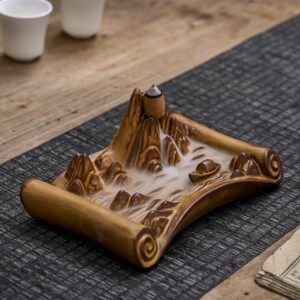 Mountain Hill Boat Scroll Ceramic Backflow Incense Burner