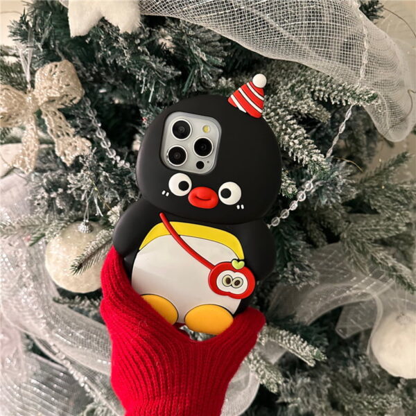 3D Cartoon Penguin Silicone Phone Case for Apple iPhone Model